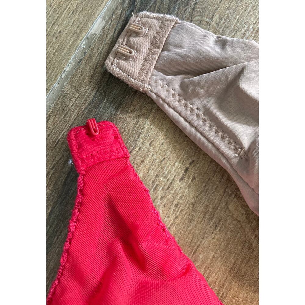 Victoria's Secret Bra 2 Pack T shirt Demi 36B Beige and Red Lace - Picture 5 of 6